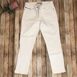 Chico’s platinum denim high rise white jeans